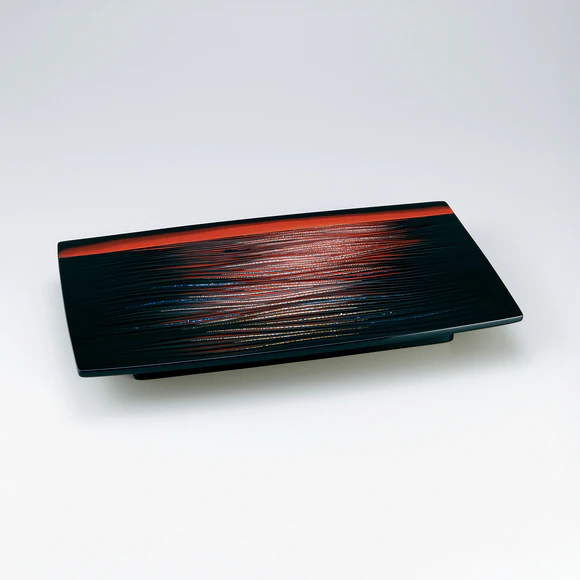 Tray with Design in Urushi Carving “Sunset in Kota Kinabalu”
