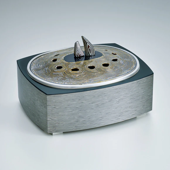 Layered Metal Incense Burner with Wave Design