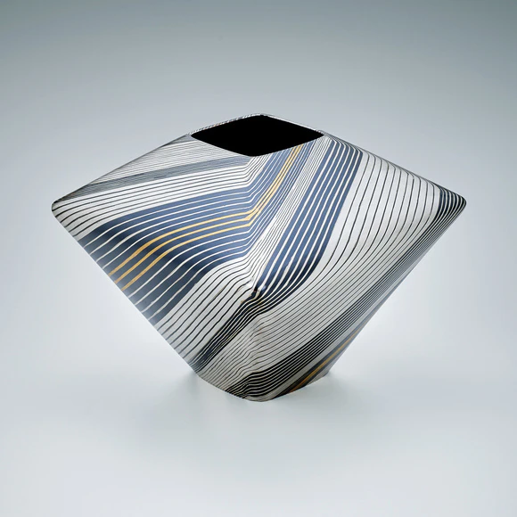 Pyramidal Shaped Flower Vessel of Forged Metal Joined by Heat Welding Method