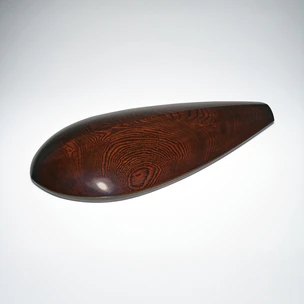 Box of Zelkova Wood in Shape of Lotus Petal Finished in Wiped Urushi