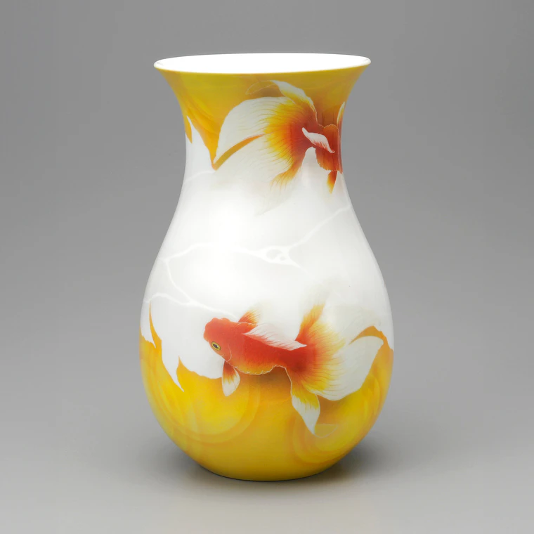 写真：吹染金魚図花入