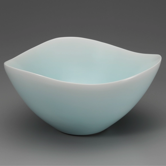 Bowl with Celadon Glaze and Blurred White Decoration