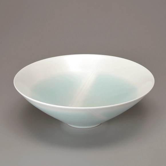 Bowl with Celadon Glaze and Blurred White Decoration