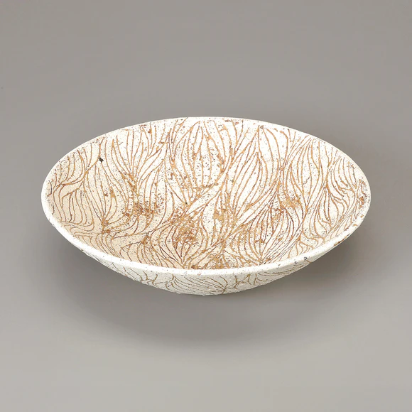 Bowl with Thread-like Lines in Wax-resist Glazing
