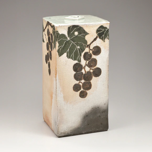 Rectangular Jar with Fabric Texture and Grape Design