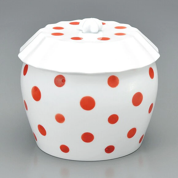 Flower Vase with Red Overglaze Enamel Dot Design