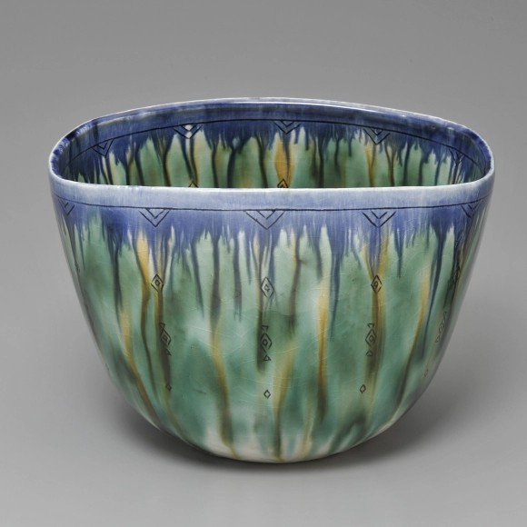 Flower Vessel with Three Color Glaze Decoration