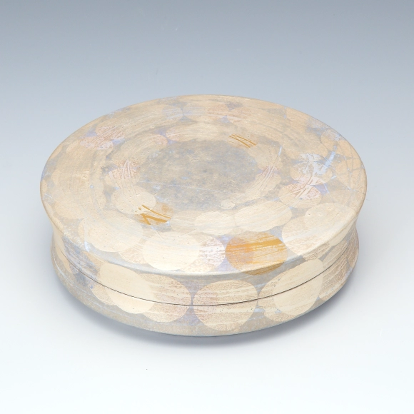 Ceramic Box with Spiral Design in Overglaze Enamel and Silver