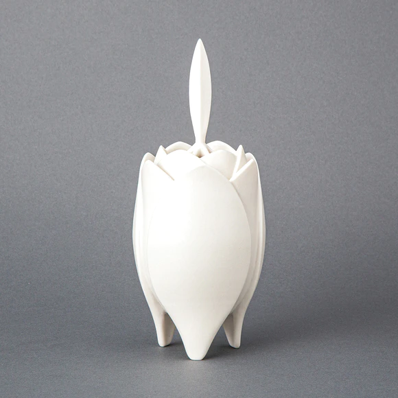 Incense Burner with Ivory White Glaze and Carved Decoration