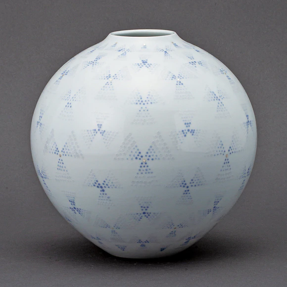 White porcelain jar with overglaze and underglaze decoration