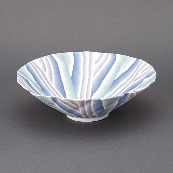 Translucent Marbled Bowl  "Himalayan Blue"
