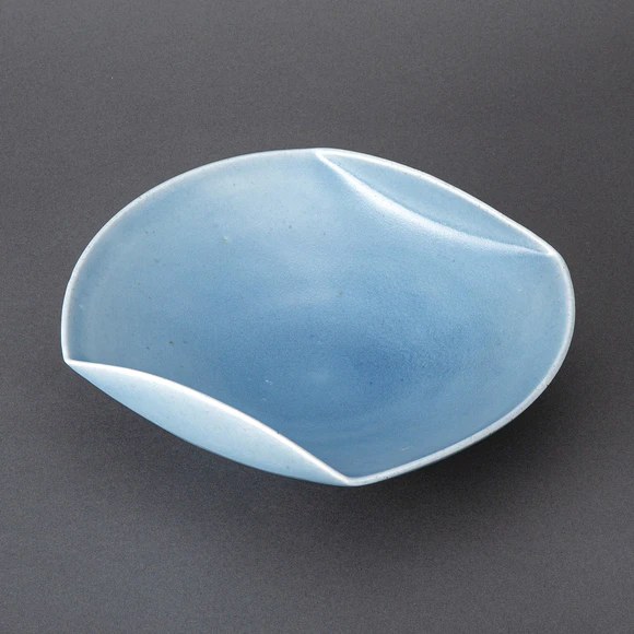 Vessel in Irregular Shape with Blue Glaze