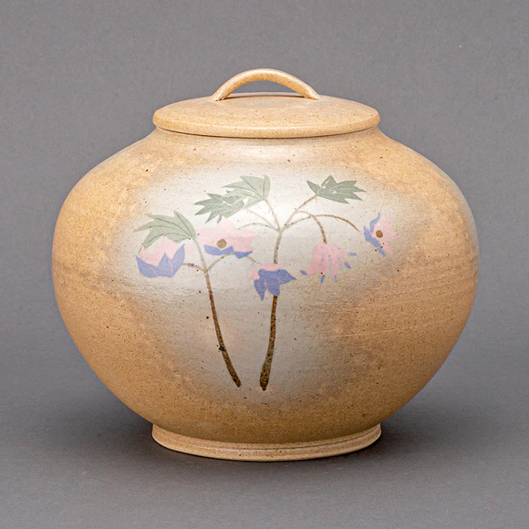 色象嵌野草文蓋物
