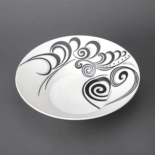 Plate with Winds and Clouds Design in Underglaze Black