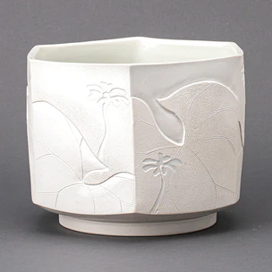 Hexagonal Vessel with Japanese Silverleaf Design