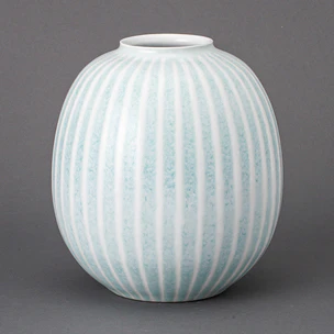 Flower Vase with Color Glaze and Engraved Design