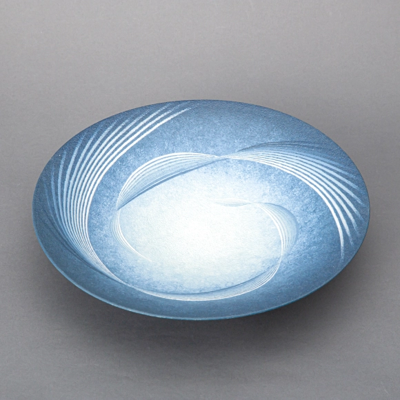 Bowl with Raised Line Design in Colored Slip