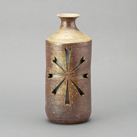 自然釉透し花器
