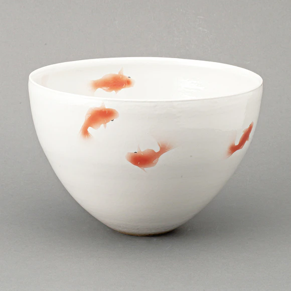 魚紋太鼓形花器　陶芸家村田森作品　新品未使用　激レアアイテム くらしの陶器 六人展出展作家プロフィール | 磐田市新造形創造館