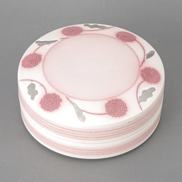 Box with Flower Design in Red Glaze