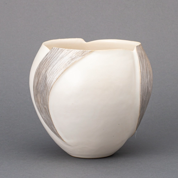 Jar with White Glaze and Silver Brush Marks