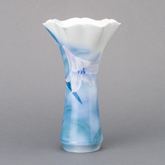 Vase with Underglaze Blue Design "Bamboo Lily"