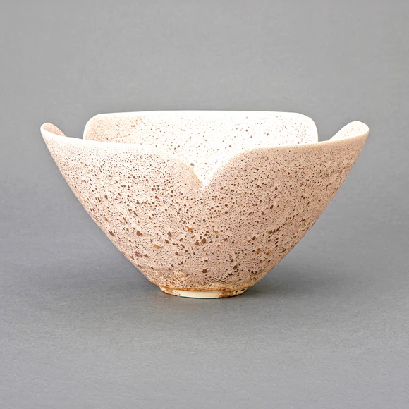Flower Shaped Bowl with Brown Crystalline Glaze