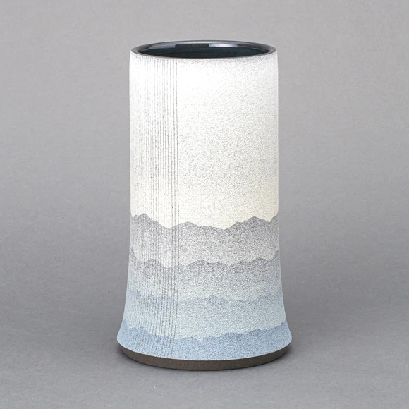 Flower Vase with Ridgeline Design in Colored Slip