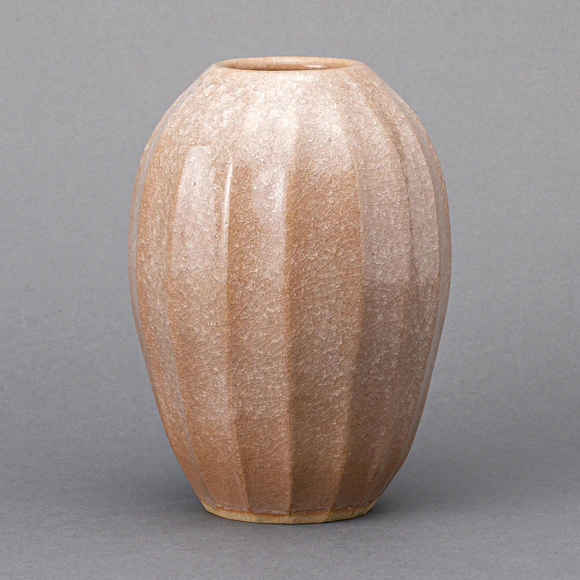 Faceted Flower Vase with Ice Crack Design