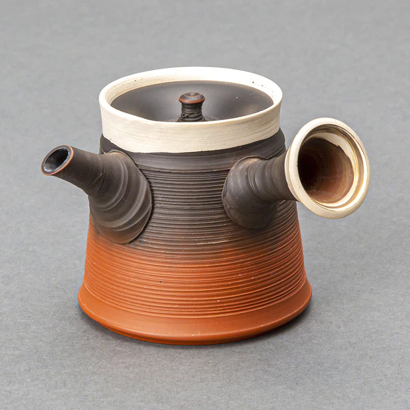 Marbled Teapot with Kiln Mutation Effects and Thin Grooved Lines