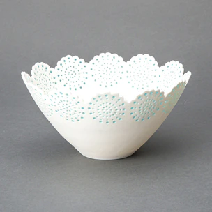 Bowl with Flower Design in Openwork and Glass Glaze