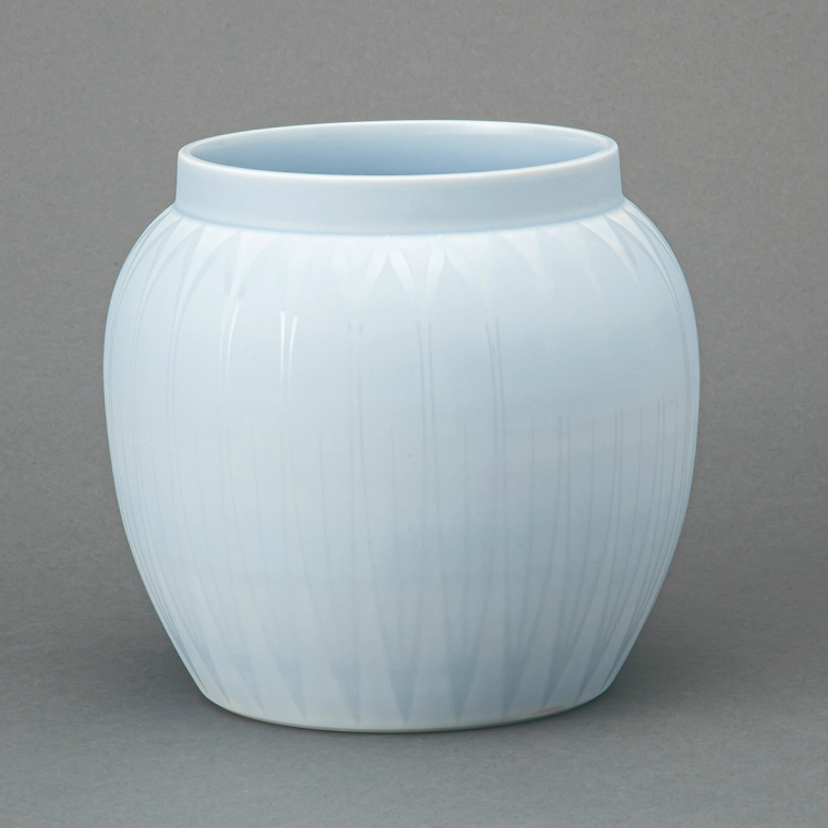 photo Polychrome Incised Porcelain Jar