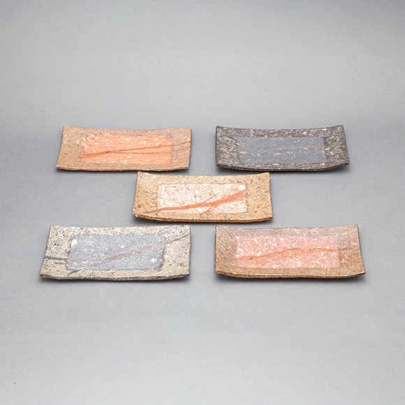 自然練込四方皿(豊福 博)｜ギャラリージャパン