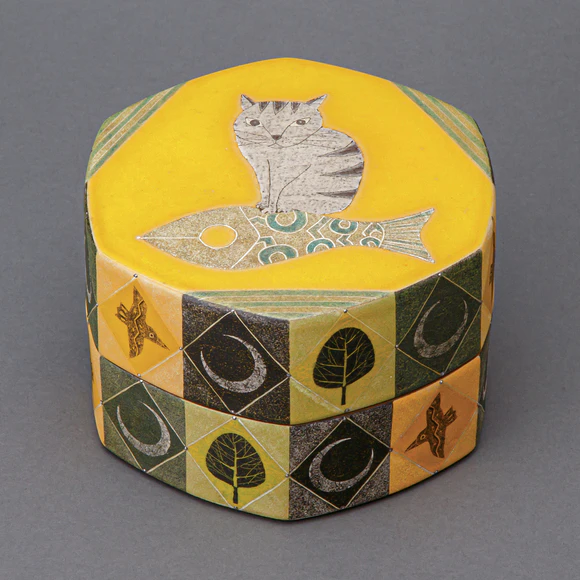 釉刻色絵金銀彩面取壺(伊藤 北斗)｜ギャラリージャパン