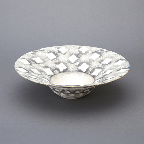 Bowl with White Decoration and Flower Design