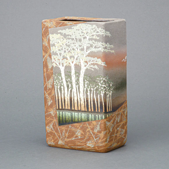 象嵌泥彩樹林文壺(佐伯 守美)｜ギャラリージャパン