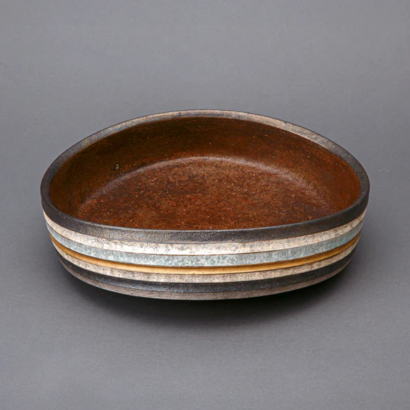 金・白金彩線刻文花器(椎名 勇)｜ギャラリージャパン