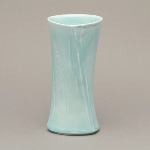 Pale Blue Celadon Flower Vase, Sanryo (Three-ridged)