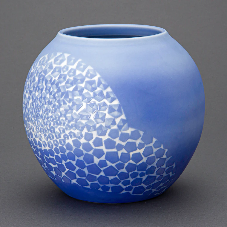 photo Polychrome Incised Porcelain Jar