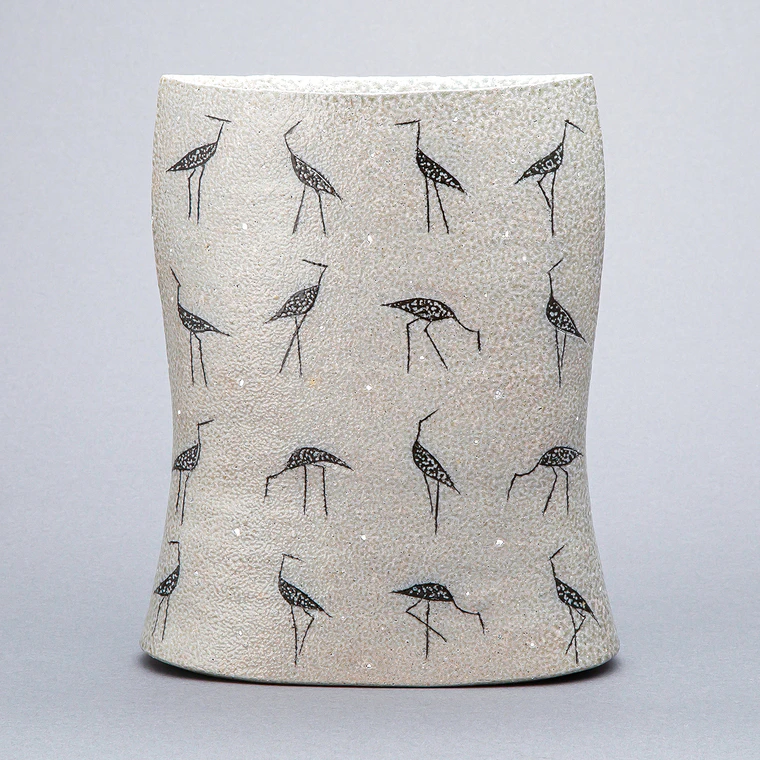 photo Flat Jar with Salt Glaze Birds