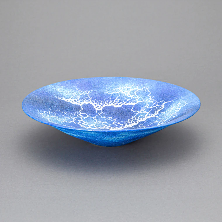 photo Bowl with Raised Line Design in Colored Slip "Light Waves"