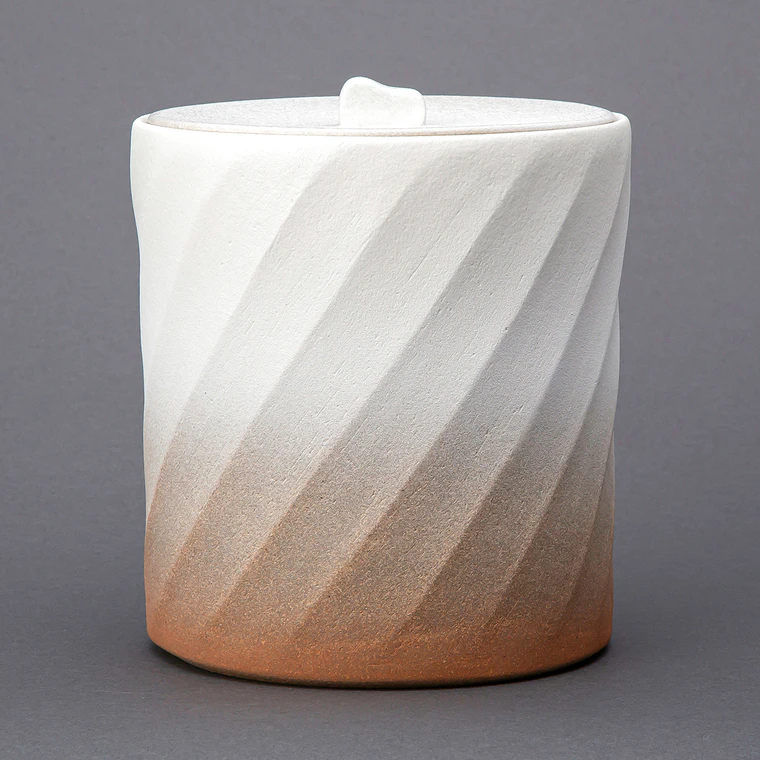 photo Tea Ceremony Fresh Water Jar with Colored Slip and Carved Design "Shore at Sunset"