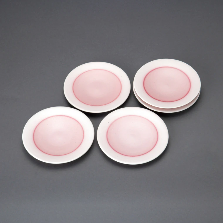 photo Individual Plates with Red Glaze Decoration (Set of 5)