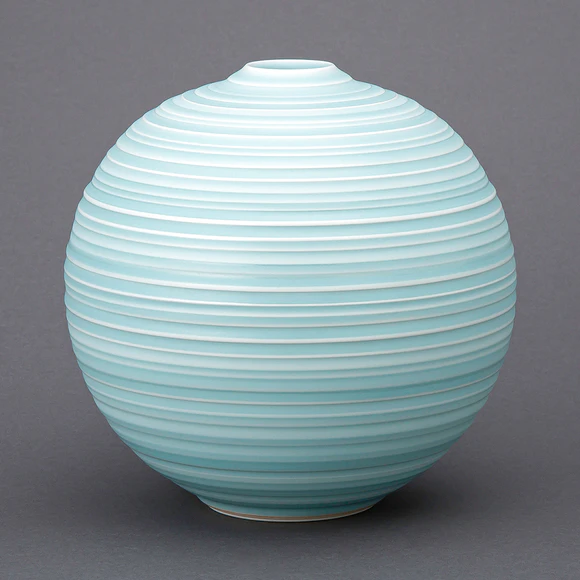 White Porcelain Jar with Icy Blue Glaze