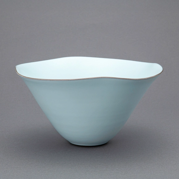Bowl with Blue Glaze and Ribbed Pattern