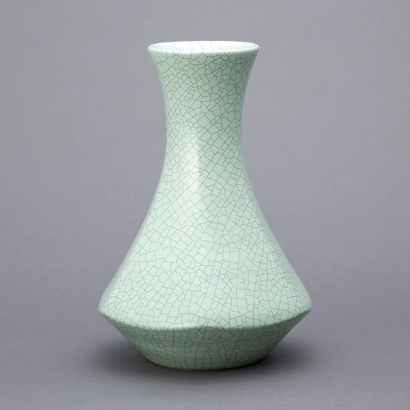 Nakano Faceted Flower Vase with Blue Glaze