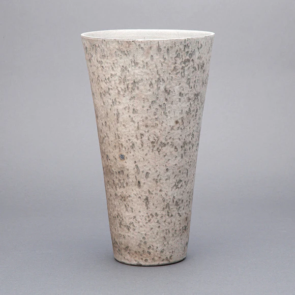 High-fired Flower Vessel with Thick Slip and Charcoal Finish