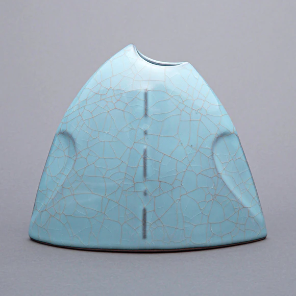 Flat Jar with Grayish Blue Glaze