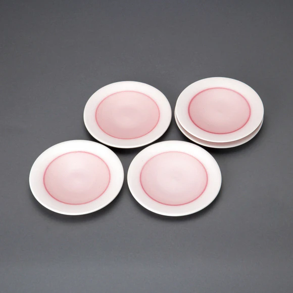 Individual Plates with Red Glaze Decoration (Set of 5)