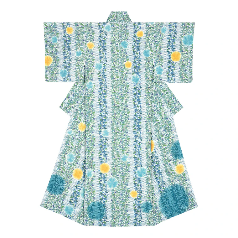photo Kimono with Design in Stencil Resist Picture Dyeing "Andalusian Song"